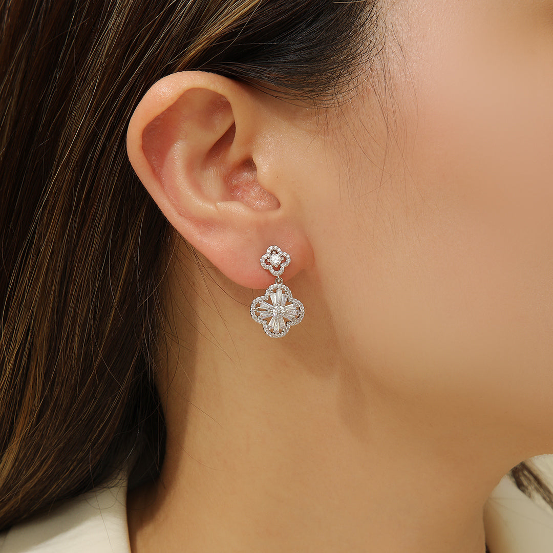 Festive Gem Diamond Clover Earrings - Reet Pehal