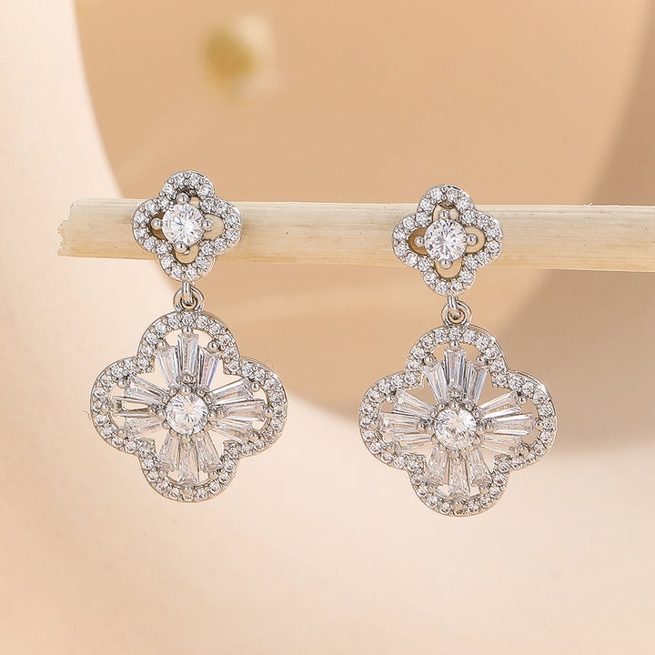 Festive Gem Diamond Clover Earrings - Reet Pehal