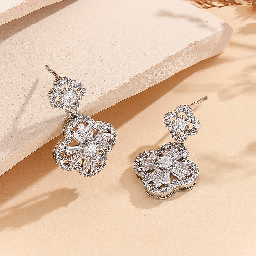 Festive Gem Diamond Clover Earrings - Reet Pehal