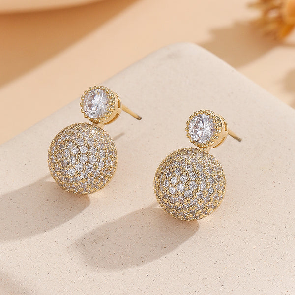 Sparkling Ball Cascade Gold Earrings - Reet Pehal