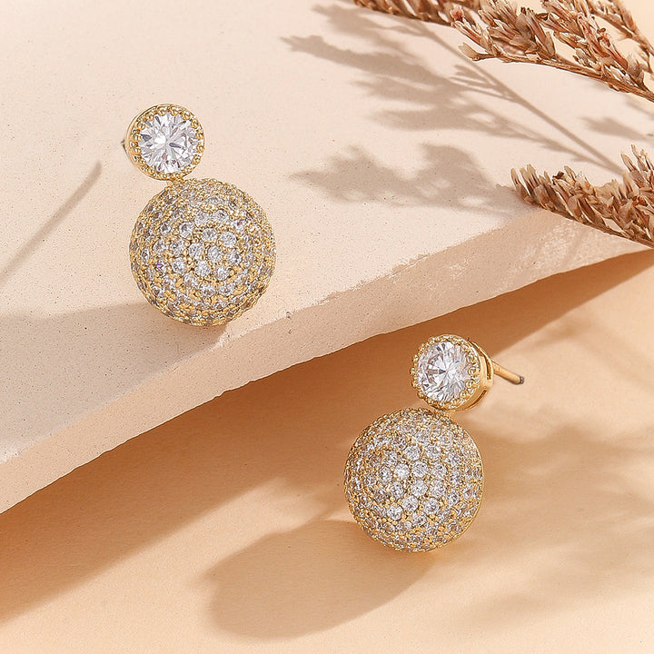 Sparkling Ball Cascade Gold Earrings - Reet Pehal