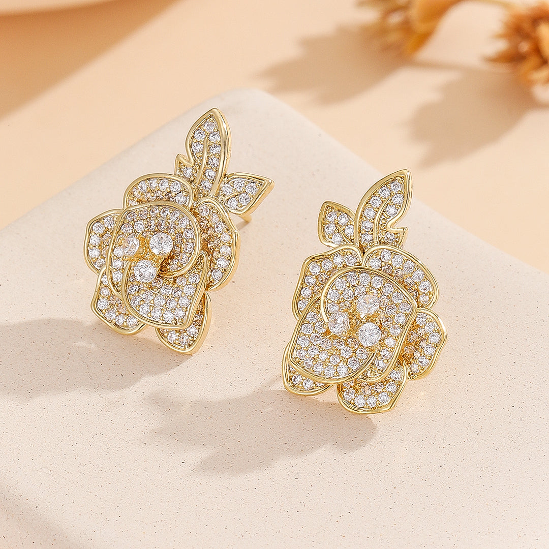 Leafy Radiance Gold Earrings - Reet Pehal