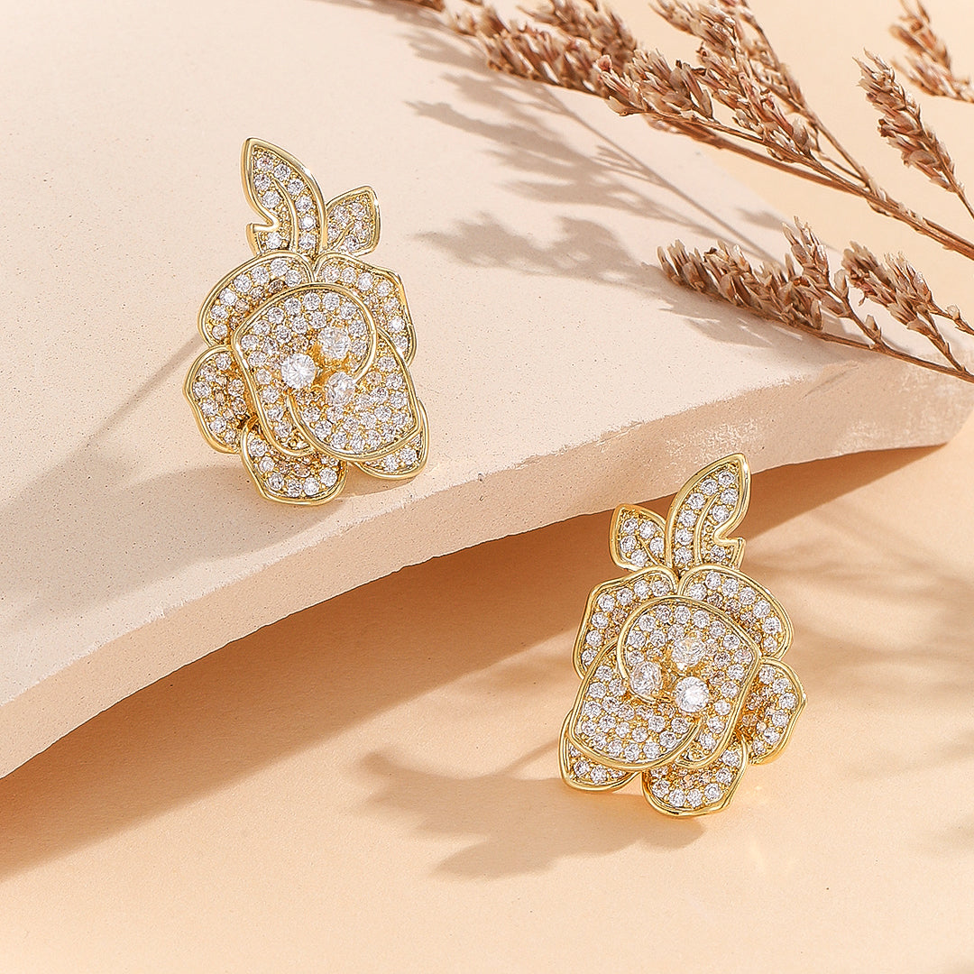 Leafy Radiance Gold Earrings - Reet Pehal