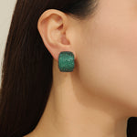 Load image into Gallery viewer, Curved Green Gemstone Delight earrings - Reet Pehal
