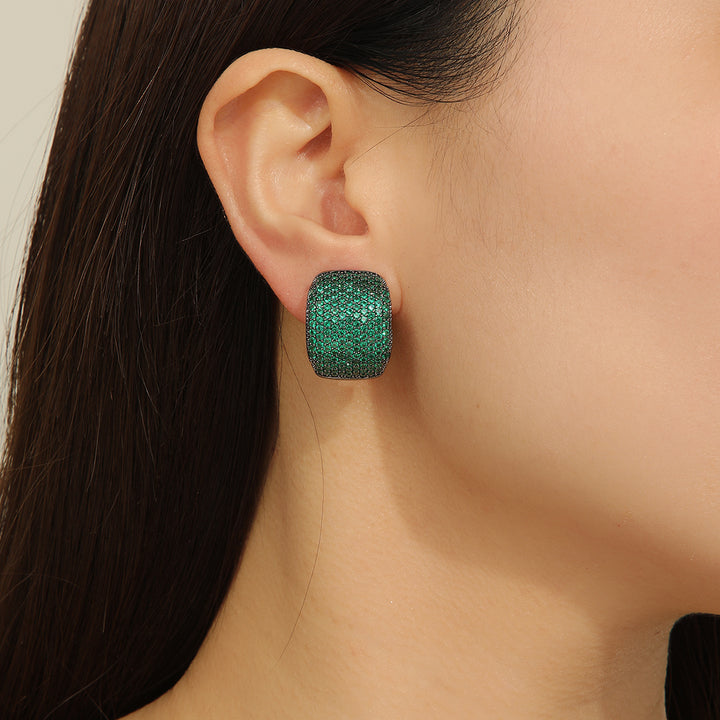 Curved Green Gemstone Delight earrings - Reet Pehal