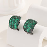 Load image into Gallery viewer, Curved Green Gemstone Delight earrings - Reet Pehal
