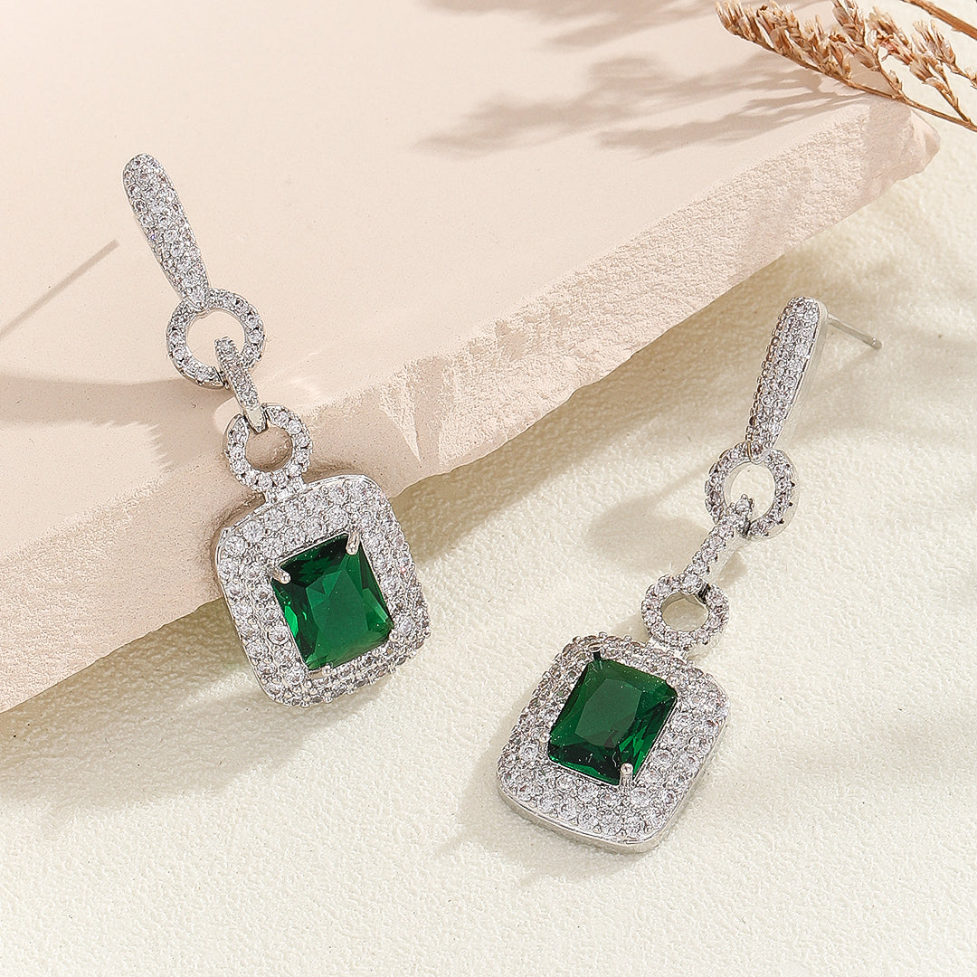 Emerald Elegance Drop Earrings - Reet Pehal