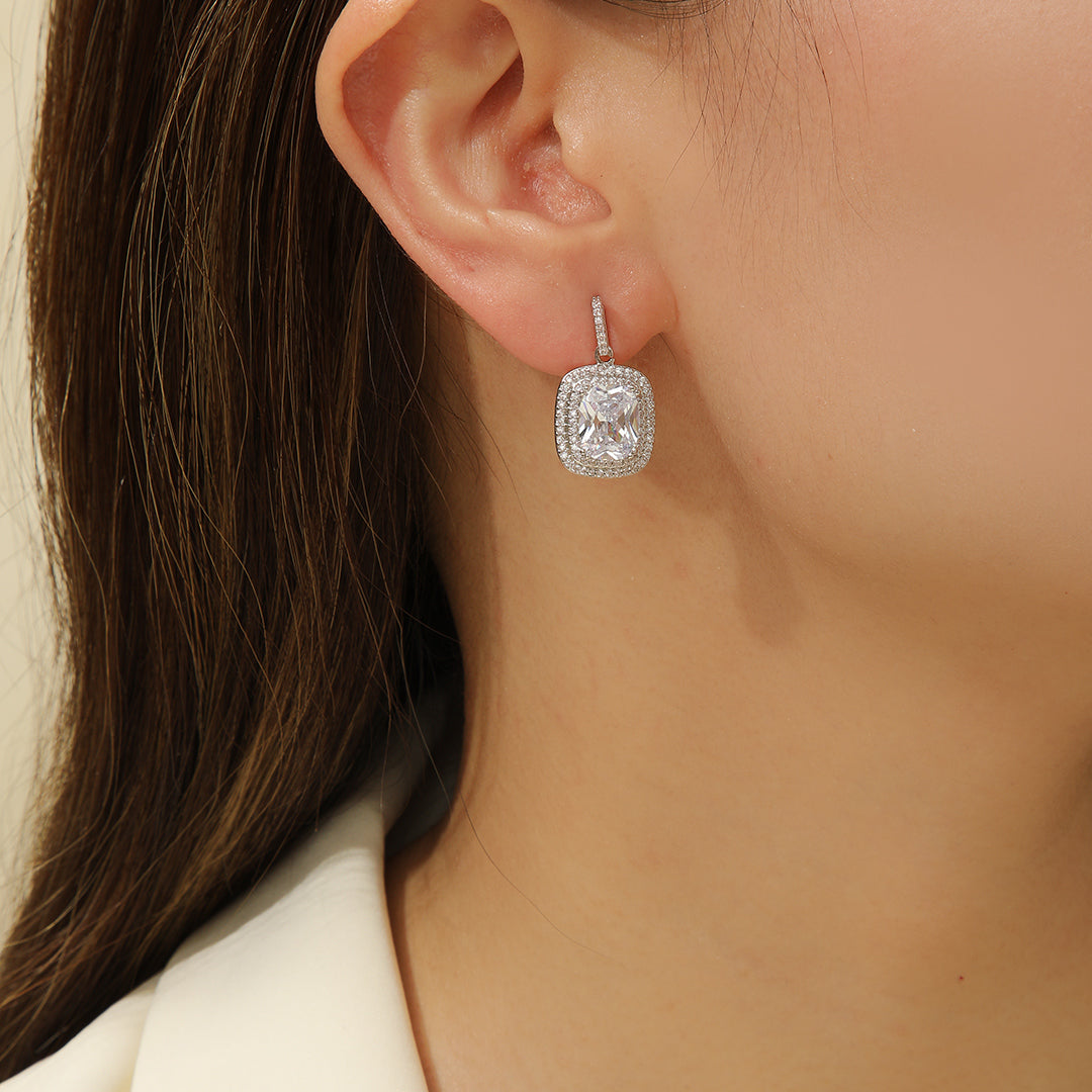 Dazzling Dual Segment Silver Earrings - Reet Pehal