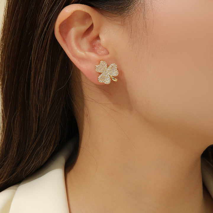 Enchanted Clover Bloom Gold Earrings - Reet Pehal