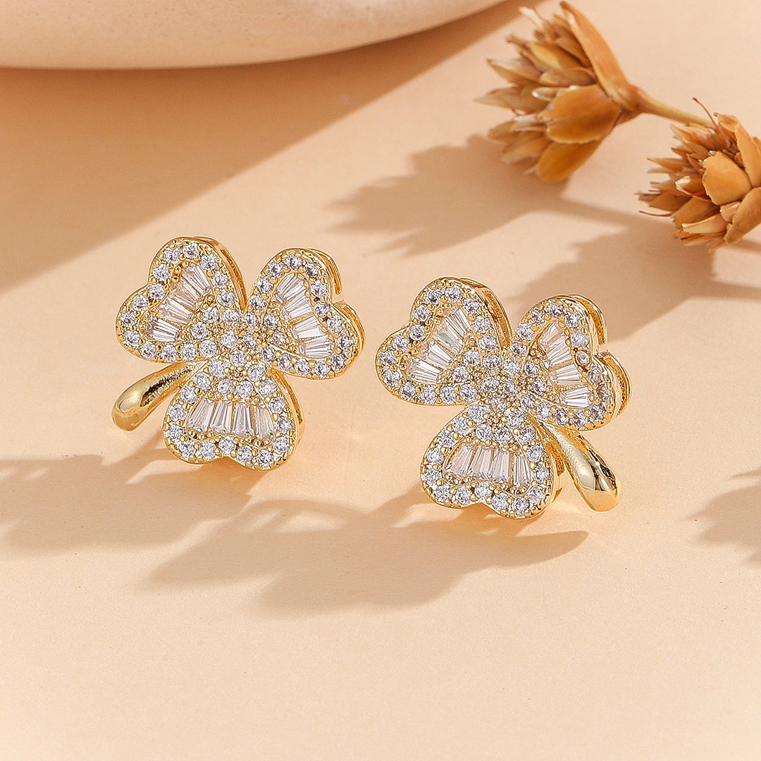 Enchanted Clover Bloom Gold Earrings - Reet Pehal