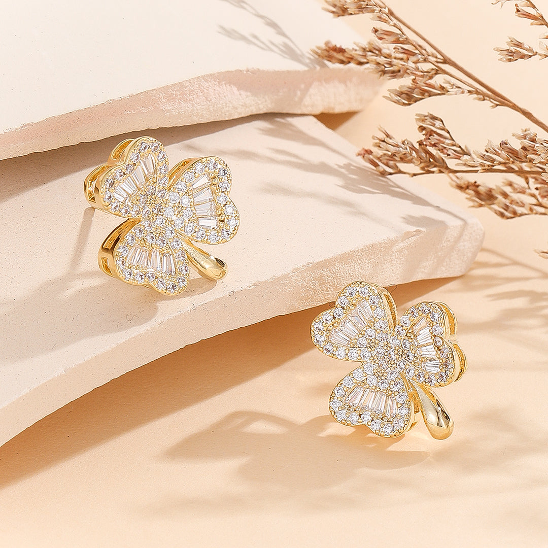 Enchanted Clover Bloom Gold Earrings - Reet Pehal