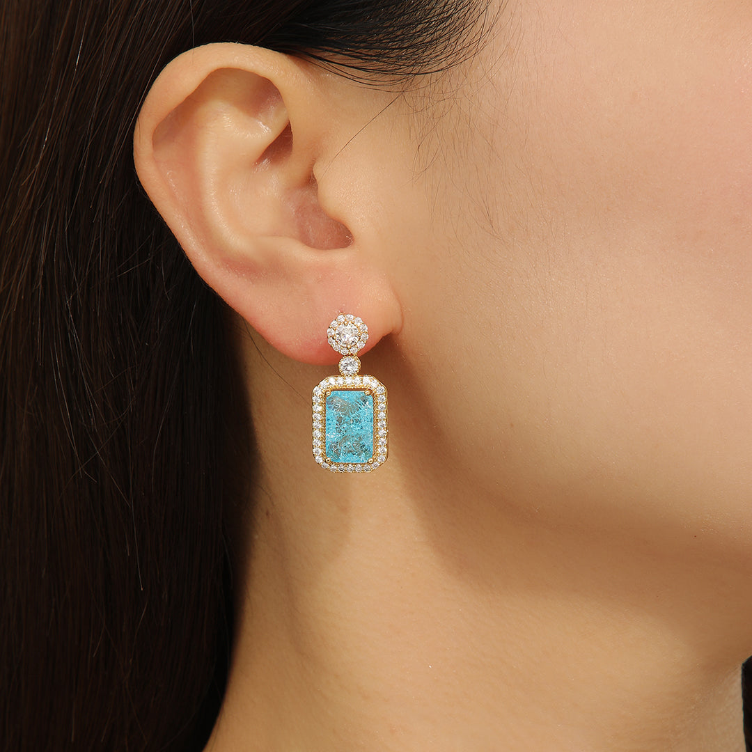 Celestial Aqua Dreams Gold Earrings - Reet Pehal