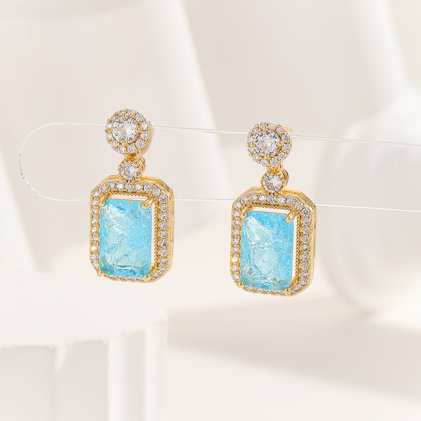 Celestial Aqua Dreams Gold Earrings - Reet Pehal