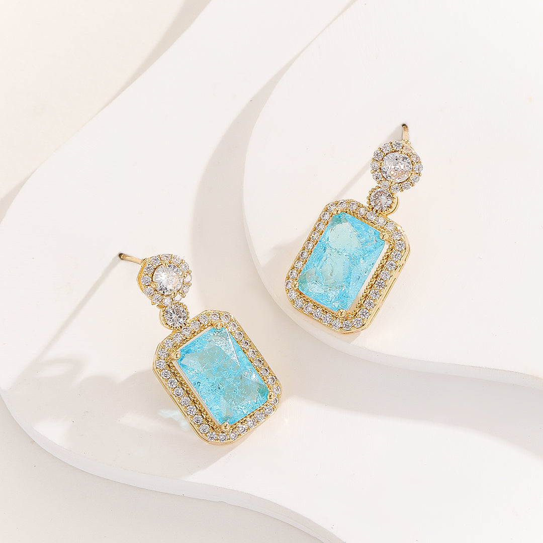 Celestial Aqua Dreams Gold Earrings - Reet Pehal