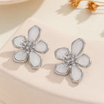 Load image into Gallery viewer, Pollen-Centered Silver Petals Earrings - Reet Pehal
