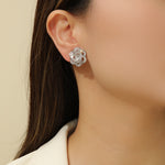 Load image into Gallery viewer, Elegant Silver Baguette Blossom Studs - Reet Pehal
