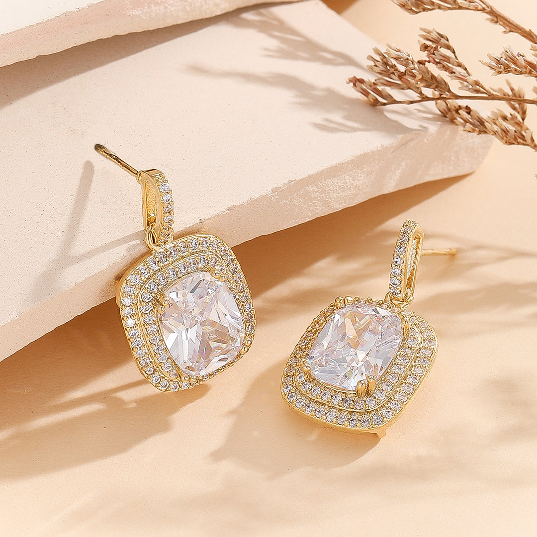 Dazzling Dual Segment Gold Earrings - Reet Pehal