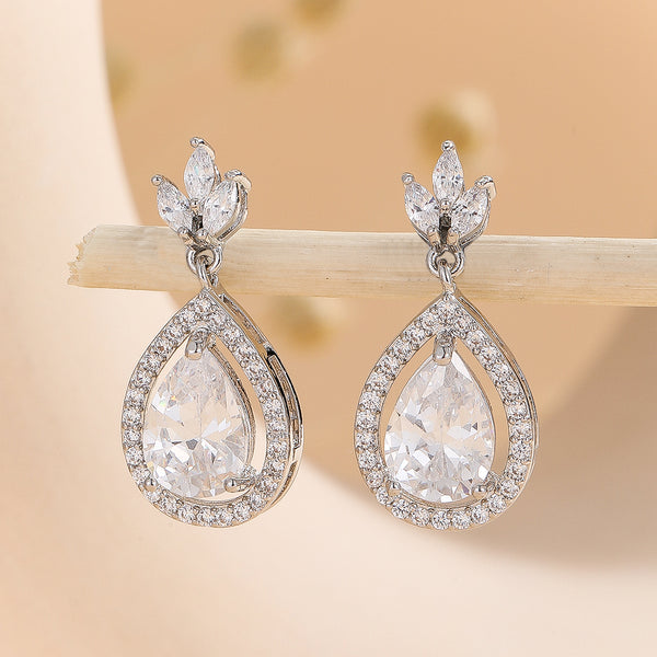 Radiant Petal Diamond Drop Earrings - Reet Pehal