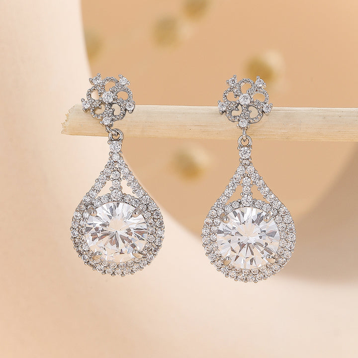 Floral Radiance Teardrop Diamond Earrings - Reet Pehal