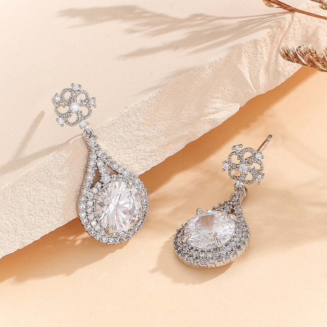 Floral Radiance Teardrop Diamond Earrings - Reet Pehal