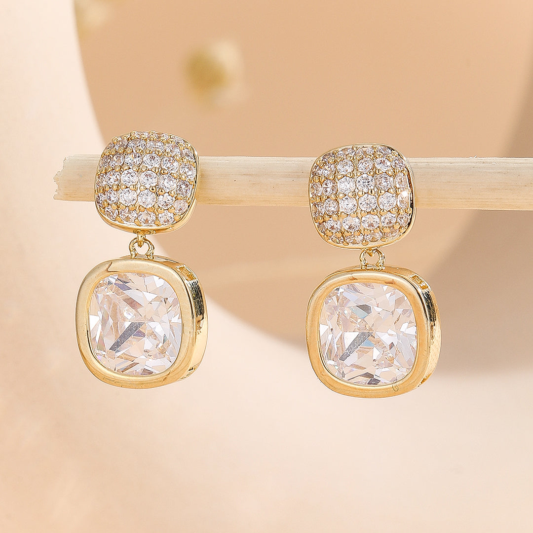 Glamorous Cushion-Cascade Gold Earrings - Reet Pehal