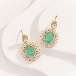 Load image into Gallery viewer, Stunning Green Oval Gemstone Earrings - Reet Pehal
