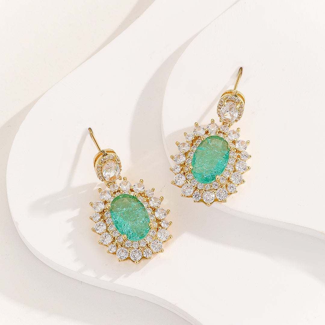 Stunning Green Oval Gemstone Earrings - Reet Pehal