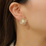 Load image into Gallery viewer, Dewdrop Petal Gold Earrings - Reet Pehal
