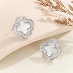 Load image into Gallery viewer, Gem-Studded Silver Clover Earrings - Reet Pehal
