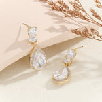 Load image into Gallery viewer, Halo Elegance Gold Drop Earrings - Reet Pehal
