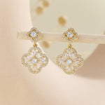 Load image into Gallery viewer, Festive Gem Gold Clover Earrings - Reet Pehal
