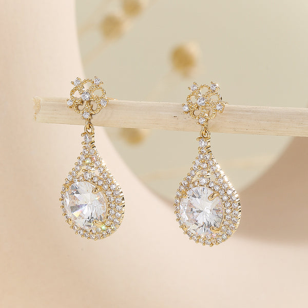 Floral Radiance Teardrop Diamond Earrings