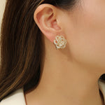 Load image into Gallery viewer, Elegant Gold Baguette Blossom Studs - Reet Pehal
