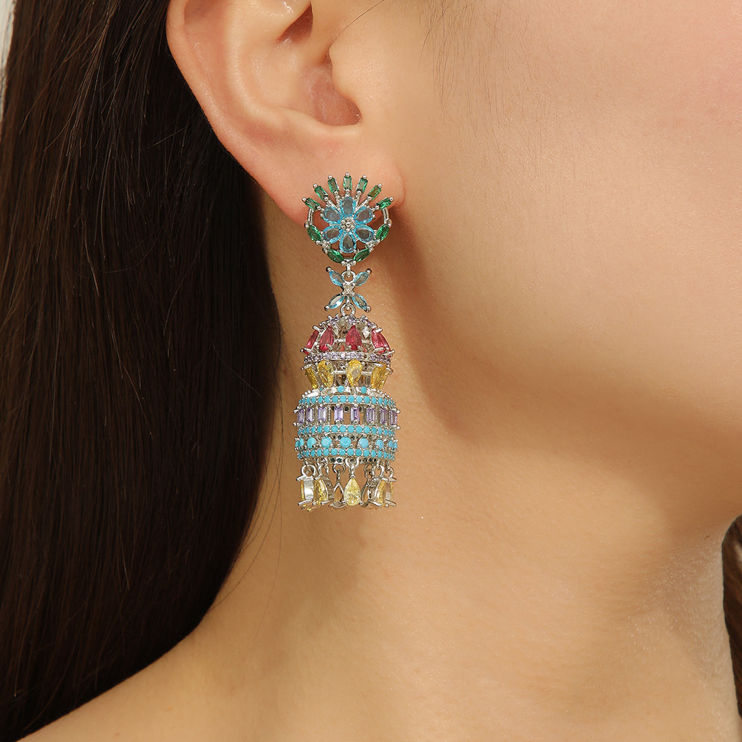 Luxurious Multicolor Mosaic Bloom Earrings - Reet Pehal