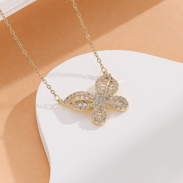 Dazzling Gold Rhinestone  Butterfly Pendant - Reet Pehal