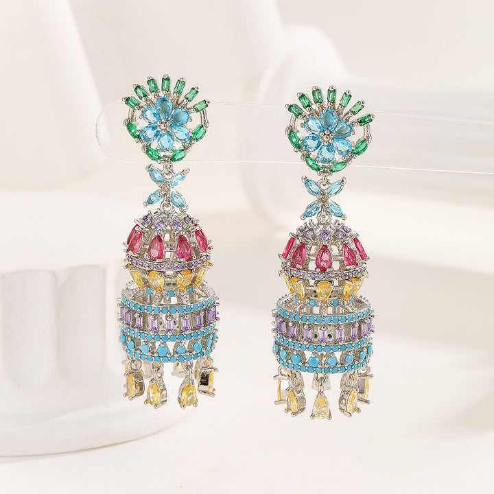 Luxurious Multicolor Mosaic Bloom Earrings - Reet Pehal