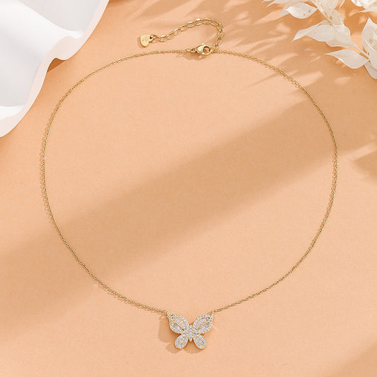 Dazzling Gold Rhinestone  Butterfly Pendant - Reet Pehal