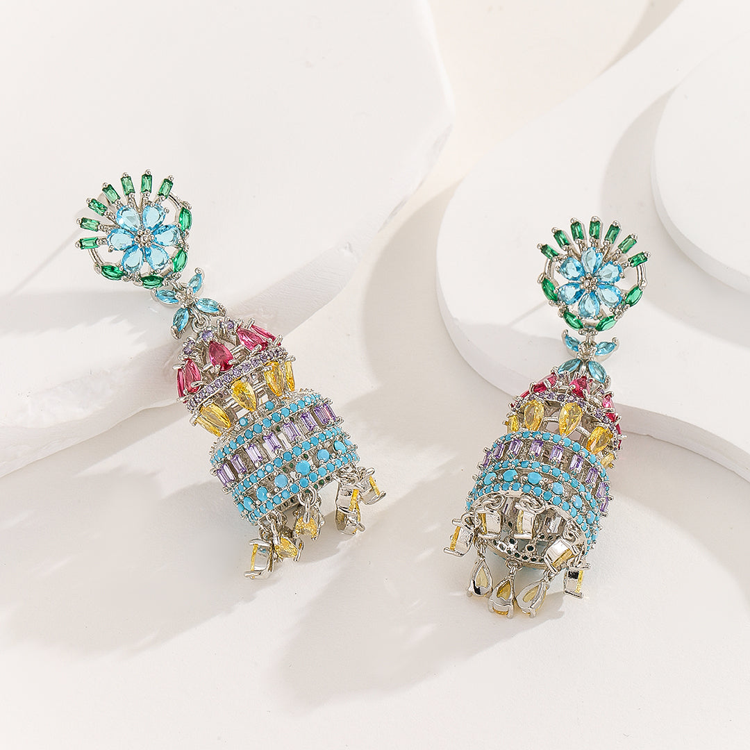 Luxurious Multicolor Mosaic Bloom Earrings - Reet Pehal