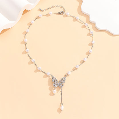 Pearl-Dusted Butterfly Necklace
