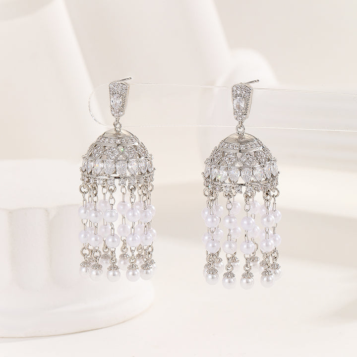 Pearlescent Silver Splendor Chandelier Earrings - Reet Pehal