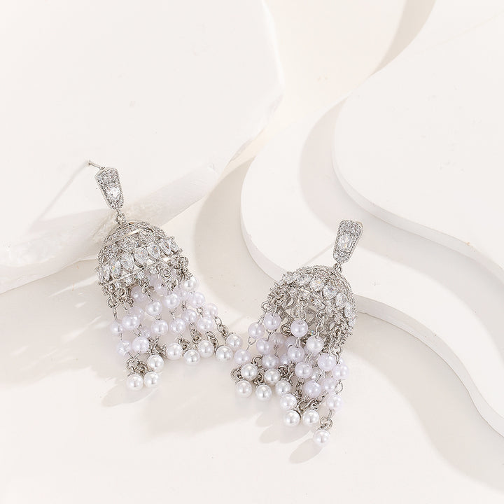 Pearlescent Silver Splendor Chandelier Earrings - Reet Pehal