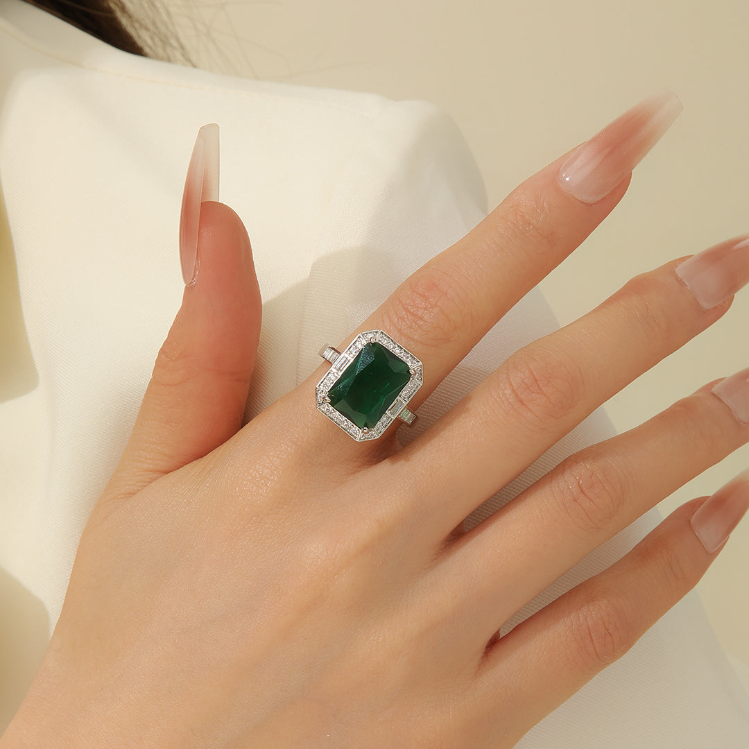 Mystic Green Emerald Style Ring