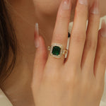 Load image into Gallery viewer, Luxury Green Cushion-Cut Eternity Ring - Reet Pehal
