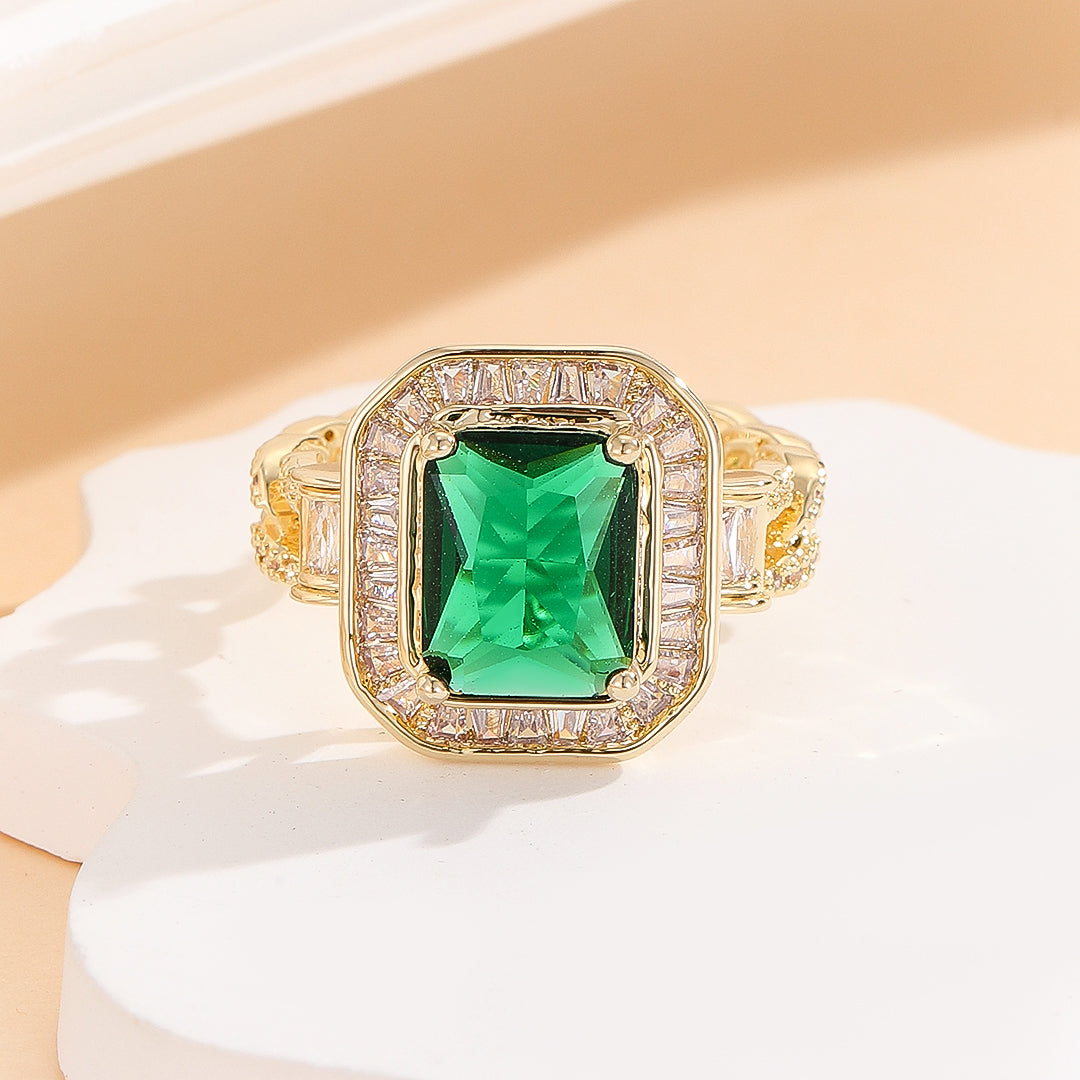 Luxury Green Cushion-Cut Eternity Ring - Reet Pehal