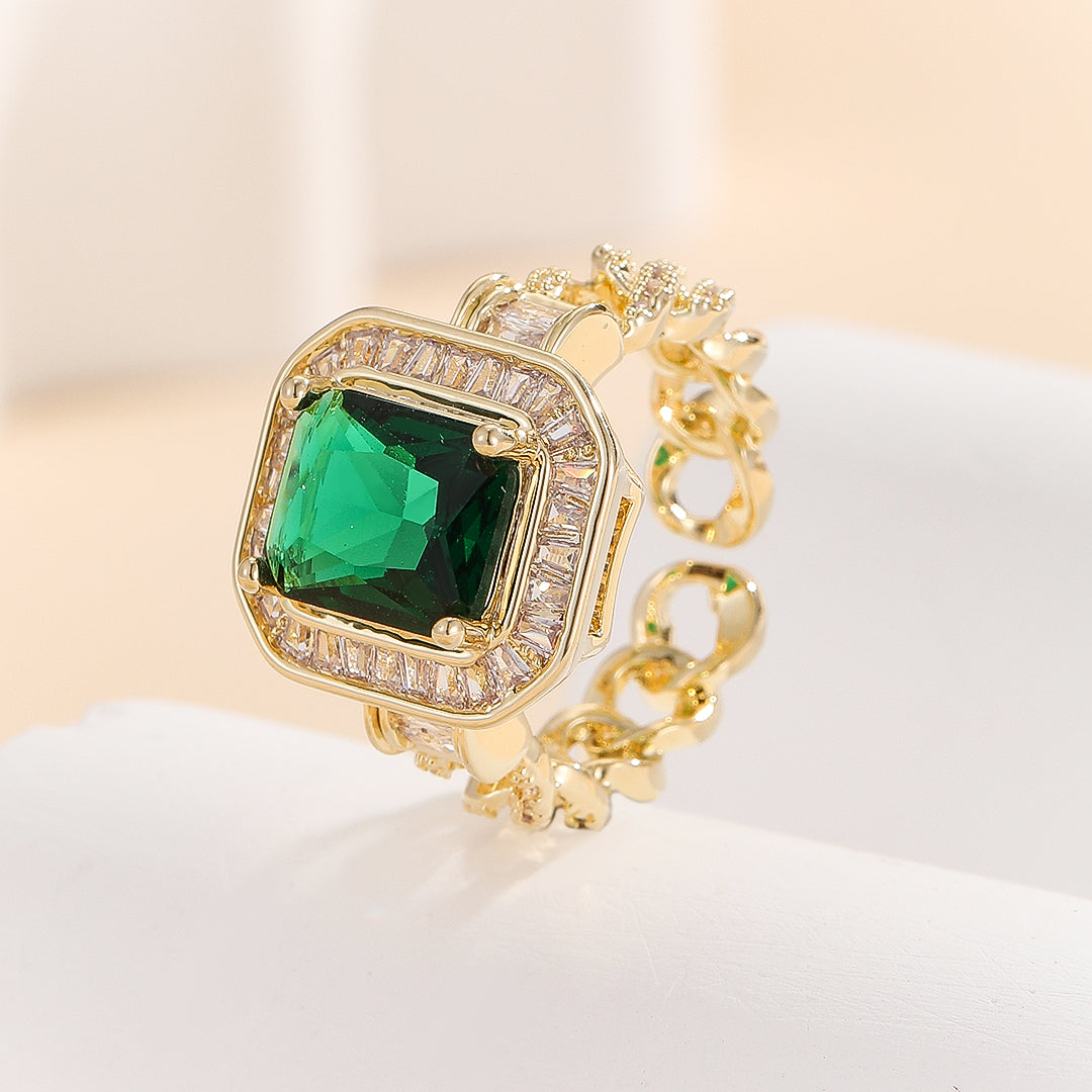 Luxury Green Cushion-Cut Eternity Ring - Reet Pehal