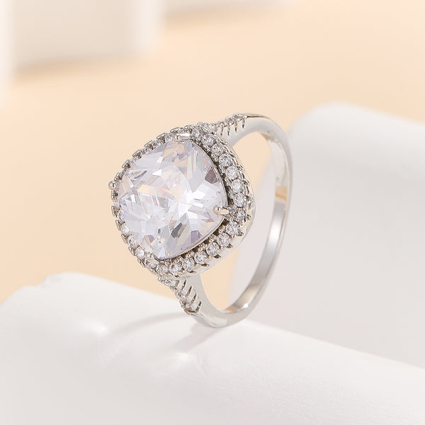 Delicate Silver Cushion-cut Twinkle Halo Ring - Reet Pehal