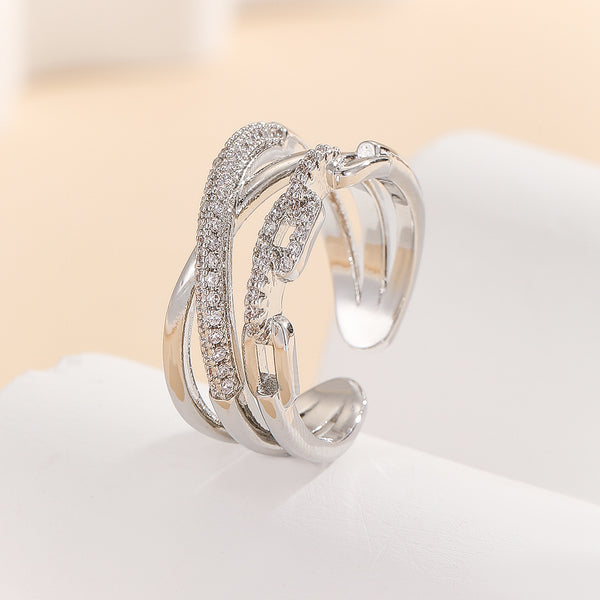 Modern Silver Swirl Diamond Ring - Reet Pehal