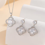 Load image into Gallery viewer, Radiant Clover Drop Silver Pendant Set - Reet Pehal
