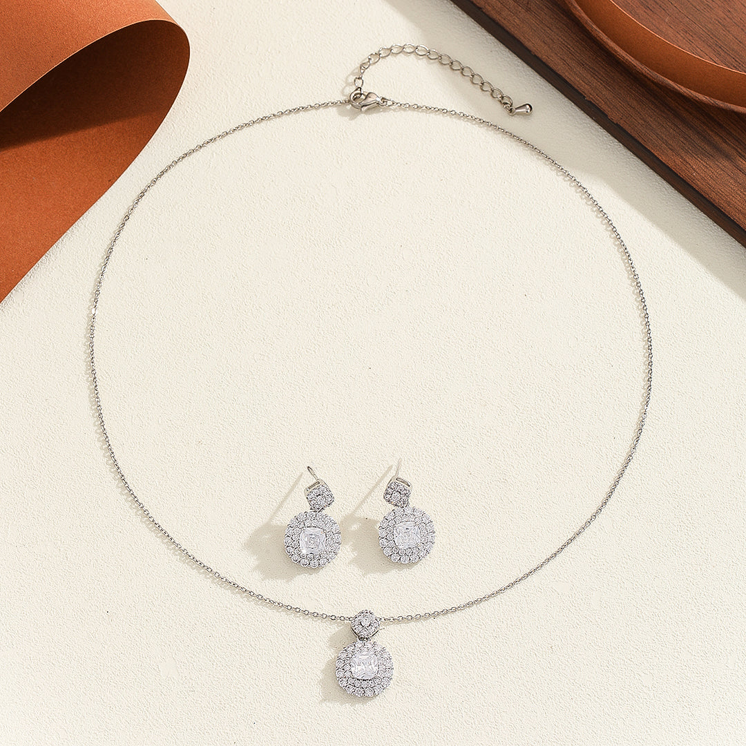 Celestial Glow Silver Pendant Set - Reet Pehal