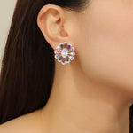 Load image into Gallery viewer, Multicolor Floral Mirage Silver Earrings - Reet Pehal
